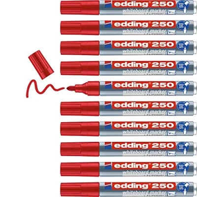 Afbeelding van Viltstift edding 250 whiteboard rond 1.5 3mm rood