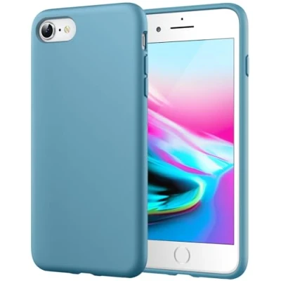 Afbeelding van JETech Siliconen beschermhoes voor iPhone SE 3/2 (model 2022/2020), 8/7, rondom bescherming het lichaam met zijdeachtige aanraking, zachte binnenvoering van microvezel (korenbloem)