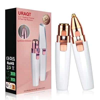 Image de URAQT Epilateur Sourcil, Rasoir Électrique Femme, épilateur USB rechargeable 2 en 1avec Lumière LED Intégrée pour Epilation Sourcil Visage Lèvres Bikini Bras