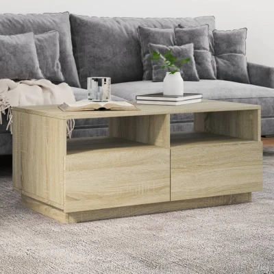 Afbeelding van Salontafel met LED verlichting 90x49x40 cm sonoma eikenkleurig
