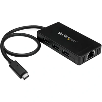 Afbeelding van StarTech 3Port USB C Hub GbE to A Power Adapt