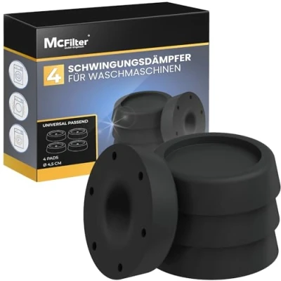 Afbeelding van McFilter 4 trillingsdempers voor wasmachine en droger Universele compatibel met Bosch, Siemens, AEG Antisliphouder zwart