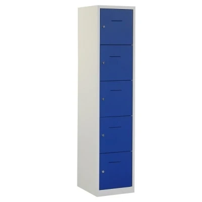 Afbeelding van Industriële locker garderobekast 5 deurs (190x41,5x45 cm) Blauw met hangoogsluiting (excl. hangslot)