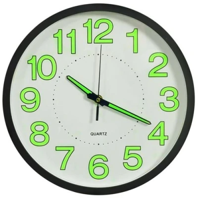 Afbeelding van Wandklok lichtgevend 30 cm zwart
