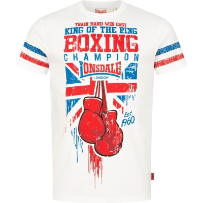 Afbeelding van Lonsdale Normale Passform Crugmeer Tshirt print, Heren, Maat: XL, White red blue