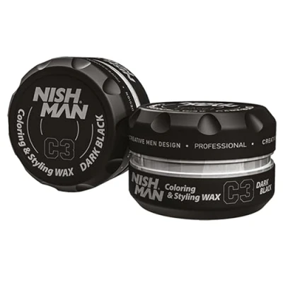 Afbeelding van Nish Man Coloring &amp; Styling Wax Dark Black Color 2 STUKS