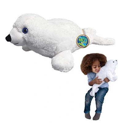 Afbeelding van EcoBuddiez Deluxebase Groenland Phoque Grote zachte pluche, 50 cm, van gerecyclede kunststof flessen, cadeau voor kinderen en dieren, zacht schattig, baby&#039;s.