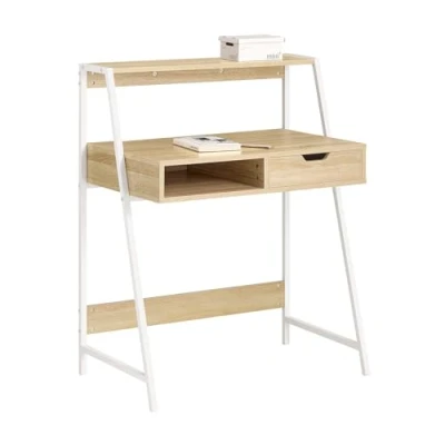 Afbeelding van SoBuy FWT63 N Computerbureau bureau secretaris tafel werkblad met lade en plank metalen frame