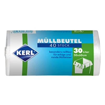Afbeelding van KERL Vuilniszakken, wit, 30 l, 50 x 60 cm, 40 stuks