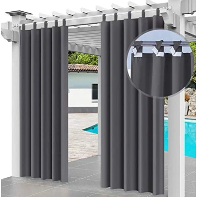 Afbeelding van Buitengordijn waterdicht 220 x 155 cm UV stralingswerend gordijn en winddicht voor terras, veranda, pergola, strand huis breedte 61 inch lengte 87 (155 cm), (1 paneel) Grafiet [129]