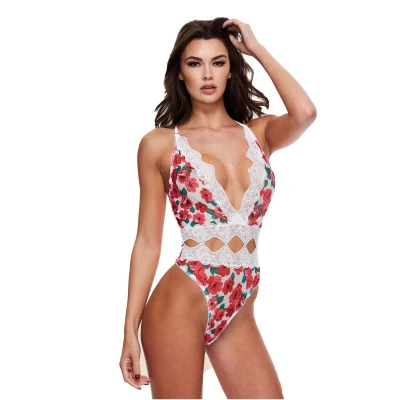 Afbeelding van Baci White Floral &amp; Lace Teddy S/M