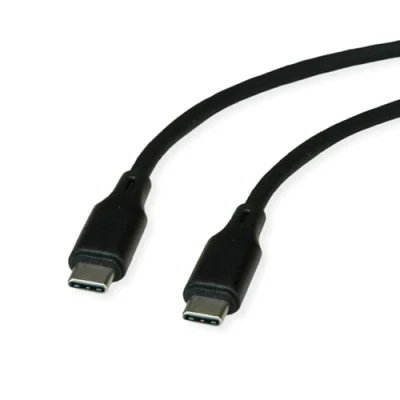 Afbeelding van ROLINE USB 2.0 kabel, type C C, M/M , Silicone, 60W, zwart, 1 m