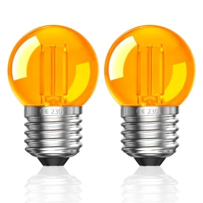Afbeelding van Luxvista ledlamp, 2 W, E27, vintage, G40, warmwit, 2000 K, barnsteen, kleur voor lampen, nacht, gezonde slaap, komt overeen met 20 niet dimbaar, stuks