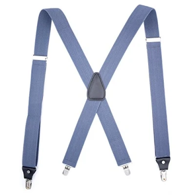 Afbeelding van PlayCool Herenhanger, verstelbaar, elastisch, 2,7 cm (1,4 inch), Wide X Shape, 4 stuks, clips cowboyblauw