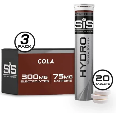 Afbeelding van Science in Sport SIS Go Hydro Bruistabletten 300mg Elektrolyten Cola + Caffeine Smaak 3 x 20 Tabletten
