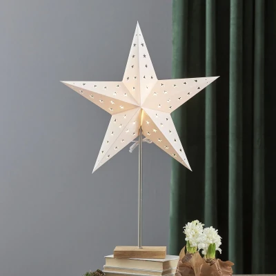Afbeelding van Staande kerstster Leo hout 65cm