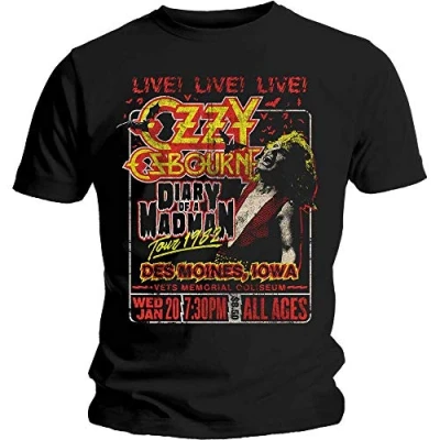 Afbeelding van Ozzy Osbourne Diary Of A Madman Tour Heren T shirt M Zwart