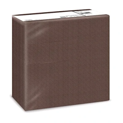 Afbeelding van Fato Droge papieren servetten, Airlaid, textieleffect, pak van 50 formaat 40 x cm, in 4 gevouwen, chocoladebruin