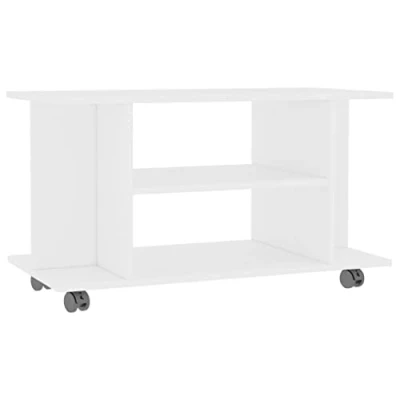 Afbeelding van Tv meubel met wieltjes 80x40x40 cm spaanplaat wit