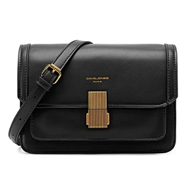 Afbeelding van David Jones Kleine schoudertas voor dames handtas gedragen schouder kunstleer hard PU leer klaptas tas stad avond winkelen telefoon mode elegant modieus chic, zwart., Chique