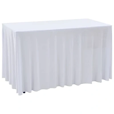 Image de vidaXL Nappes élastiques de table avec jupon 2 pcs 183x76x74cm Blanc