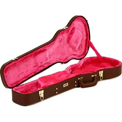 Image de Gator Cases étui de luxe en bois pour guitares électriques Les Paul; extérieur brun (GW LP BROWN)