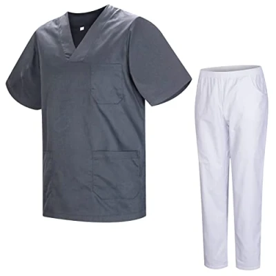 Afbeelding van MISEMIYA Uniseks sanitair uniform KZ 817 8312 wit BLANCO (1 stuk), grijs.