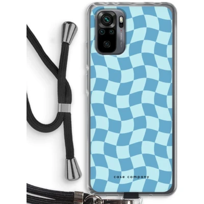 Afbeelding van Case Company® hoesje met Koord geschikt voor Xiaomi Redmi Note 10 Pro Grid Blauw Telefoonhoesje Zwart Bescherming aan alle Kanten en Over de Schermrand