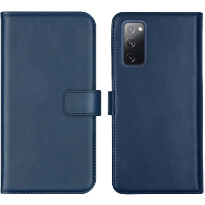 Afbeelding van Selencia Hoesje Geschikt voor Samsung Galaxy S20 FE Met Pasjeshouder Echt Lederen Bookcase Blauw