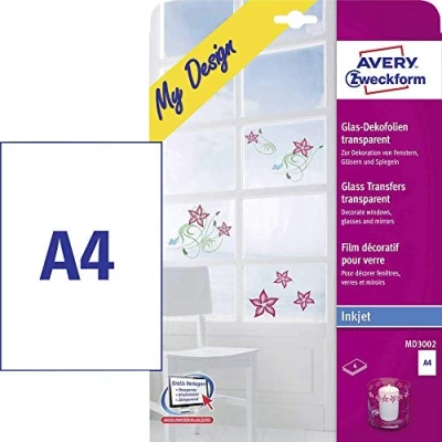 Afbeelding van Avery Zweckform My Design Glas MD3002 Decoratief glasfolie DIN A4 Inkjet Transparant 4 stuk(s)