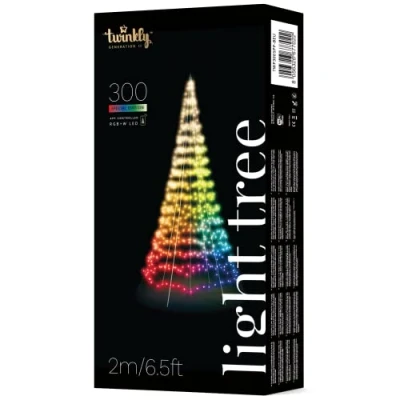 Afbeelding van Twinkly vlaggenmast kerstboom 2 x Ø 1 meter (300 LEDs, Wifi, RGB+Wit, Buiten)
