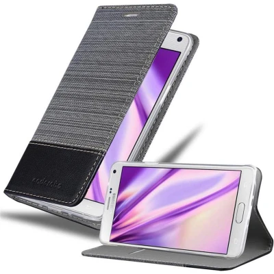 Afbeelding van Cadorabo Hoesje geschikt voor Samsung Galaxy NOTE 4 in GRIJS ZWART Beschermhoes met magnetische sluiting, standfunctie en kaartvakje Book Case Cover Etui