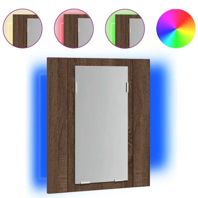 Afbeelding van vidaXL Badkamerspiegelkast LED 40x12x45 cm bewerkt hout bruineiken