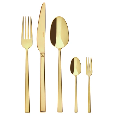 Afbeelding van Sambonet Rock Edelstahl / PVD Goud Bestekset 60 delig. Volledige tang Monoblock