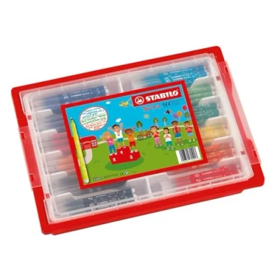Image de Feutre Stabilo Trio A Z Schoolpack de 144 feutres coloriage pointe moyenne bloquée 12 couleurs