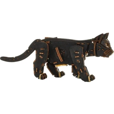 Afbeelding van DIY 3D Mechanische Houten Puzzel, Kitten Black, Eco Wood Art, 3854, 35,1x8,4x14,5