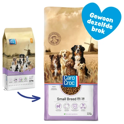 Afbeelding van Carocroc Small Breed Vlees&amp;Gevogelte&amp;Rijst Hondenvoer 1.5 kg