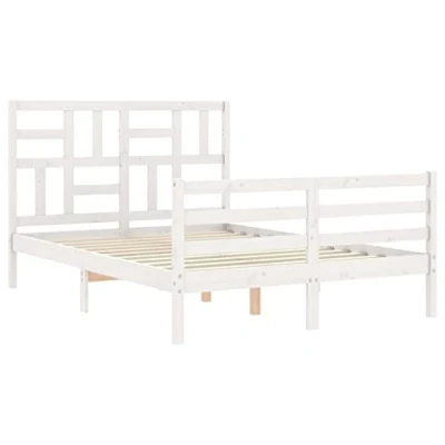 Afbeelding van vidaXL Bedframe met hoofdbord massief hout wit