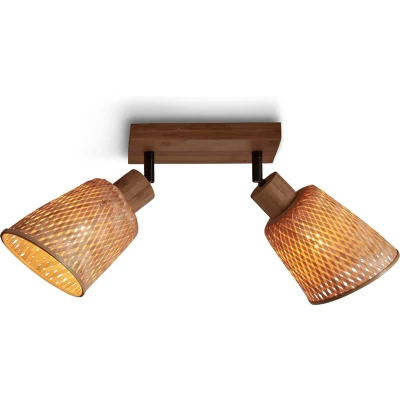 Afbeelding van GOOD&amp;MOJO Plafonniere Java Bamboe Zwart 28x15x24cm Bruin