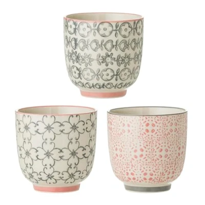 Afbeelding van Bloomingville Kleine koffiekopjes Cecile, roze en grijs, 3 stuks