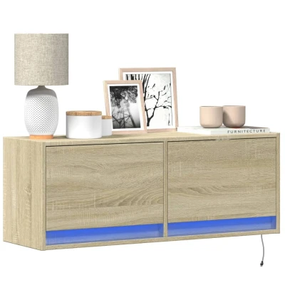 Afbeelding van Tv wandmeubel met LED verlichting 100x31x35 cm sonoma eiken