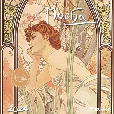 Afbeelding van Mucha 2024 Wand Kalender Broschüren 30x30 30x60 geöffnet Kunst