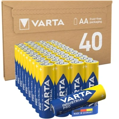 Image de VARTA Piles AA, lot de 40, Industrial Pro, Batterie Alcaline, 1,5V, pack stockage en emballage écologique, Made in Germany [Exclusif sur Amazon]