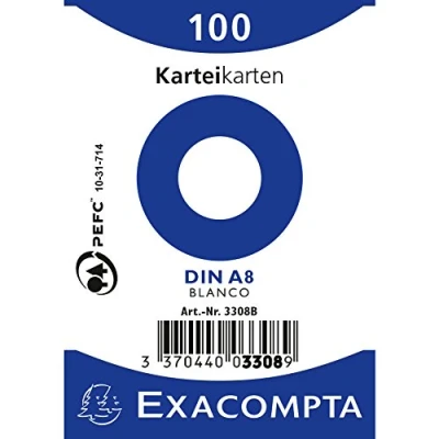 Afbeelding van Exacompta 3308B 48x Pt 100 fiches A8 S/Film Blanc uni