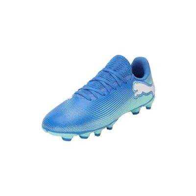 Afbeelding van Puma Future 7 PLAY FG/AG Unisex Voetbalschoenen met kunststof noppen voor kinderen, Maat: 32.5, Hyperlink blue/mint/white Textiel/ synthetisch