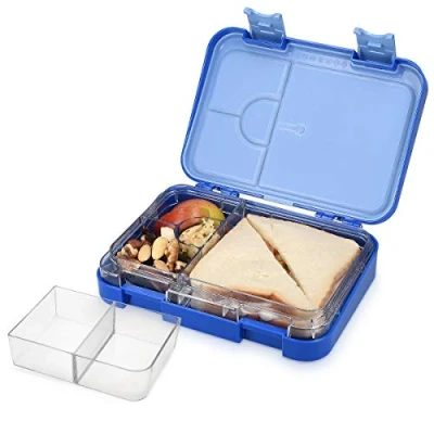 Afbeelding van Navaris bento box Lunchbox met 4 tot 6 compartimenten Broodtrommel variabele vakjes Voor lunch en tussendoortjes Donkerblauw