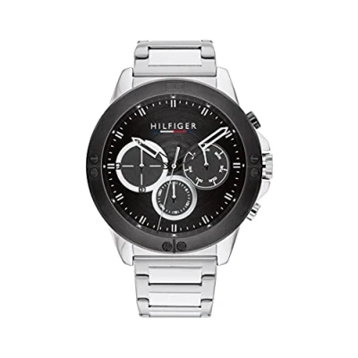 Afbeelding van Tommy Hilfiger Herenhorloge met roestvrijstalen armband, Zwart, uurwerk