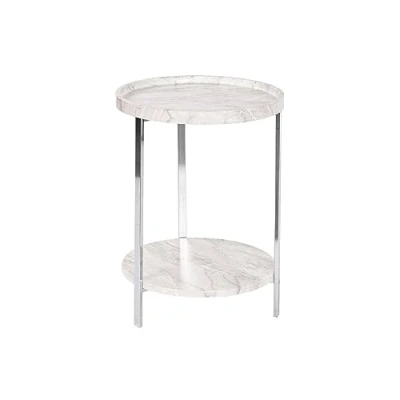 Afbeelding van Bijzettafel DKD Home Decor Wit Zilverkleurig Metaal Hout MDF 40 x 53 cm