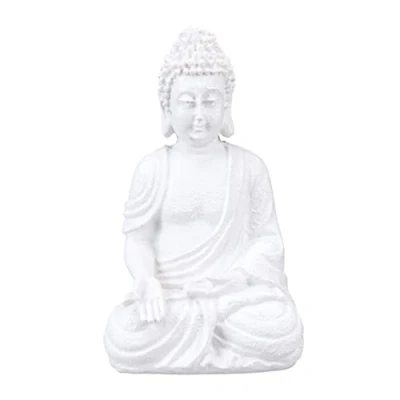 Afbeelding van Relaxdays Boeddha beeld tuinbeeld zittend 18 cm zen decoratie polyresin wit