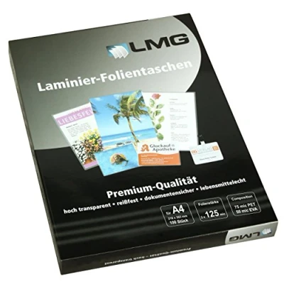 Afbeelding van LMG LMGA4 125 lamineerfolie, A4, 216 x 303 mm, 2 micron, 100 stuks